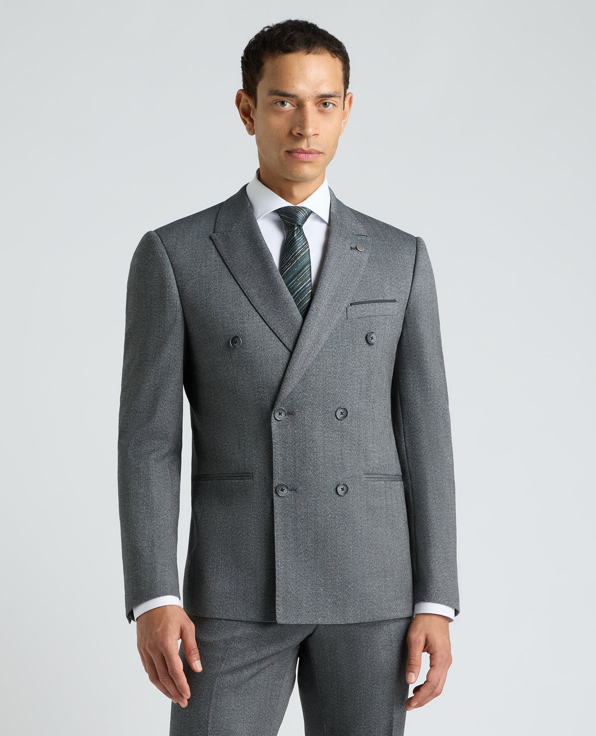 Dark Grey Slim Fit Herringbone Stretch Suit
