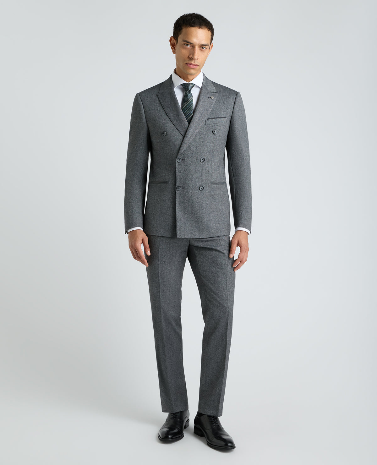 Dark Grey Slim Fit Herringbone Stretch Suit