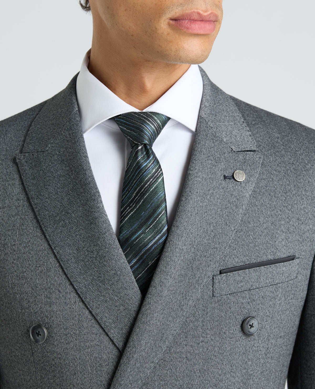 Dark Grey Slim Fit Herringbone Stretch Suit
