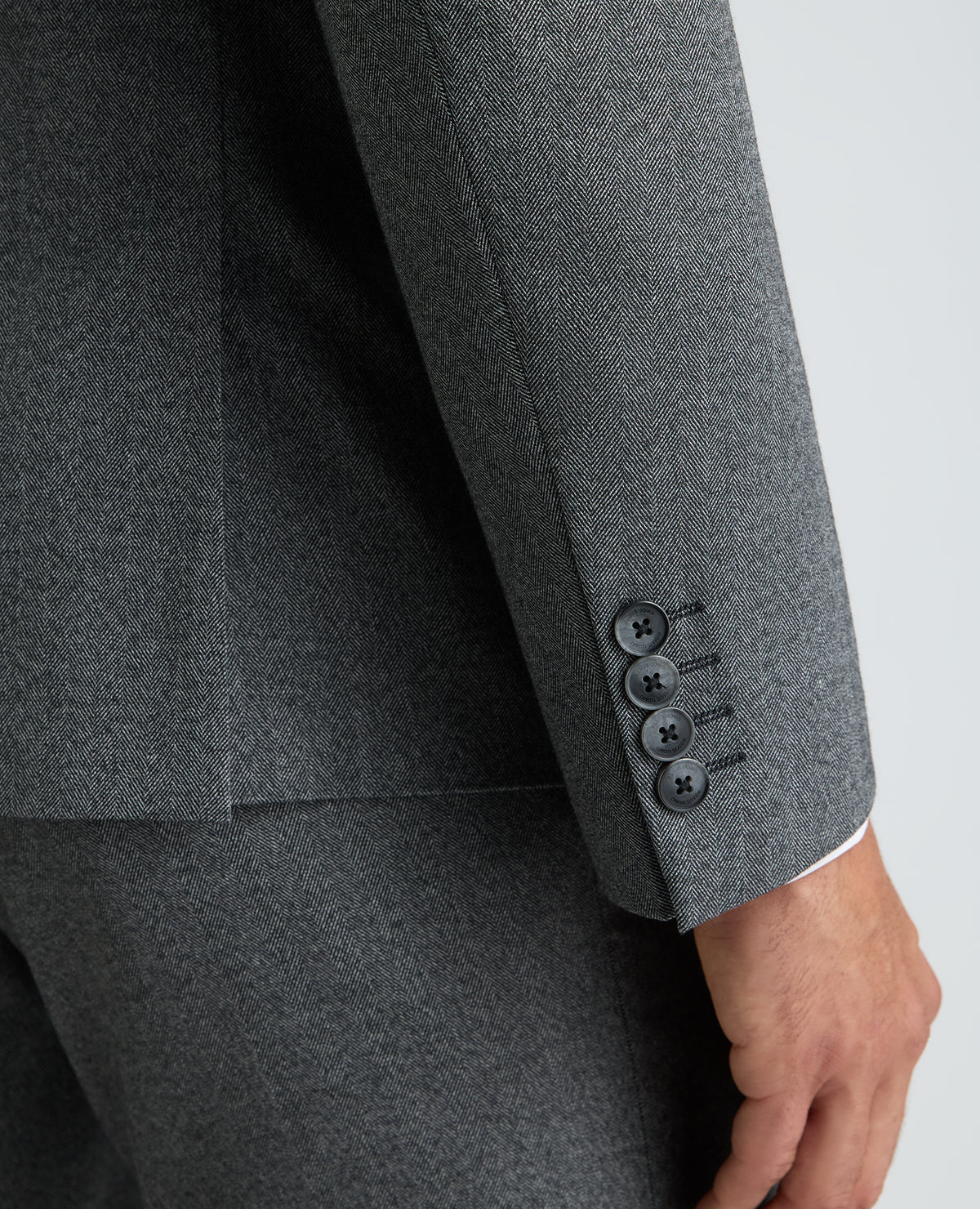 Dark Grey Slim Fit Herringbone Stretch Suit