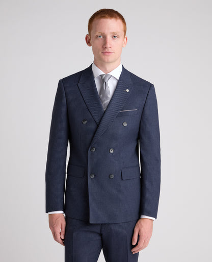 Dark Blue Slim Fit Pinstripe Stretch Suit