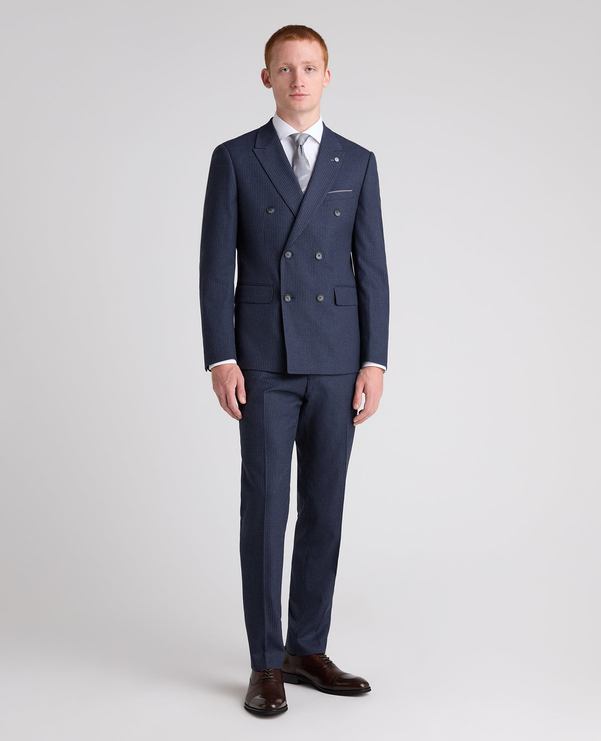 Dark Blue Slim Fit Pinstripe Stretch Suit