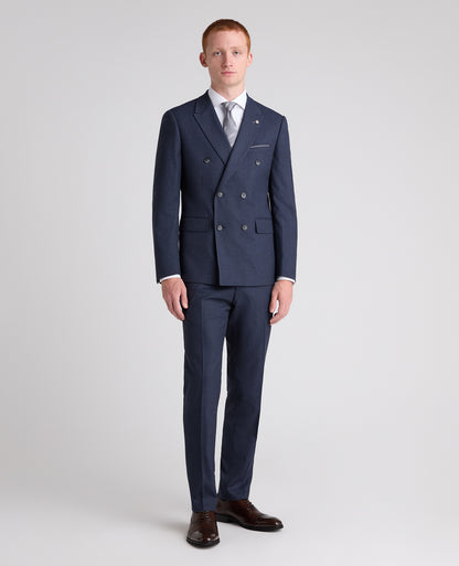 Dark Blue Slim Fit Pinstripe Stretch Suit Jacket