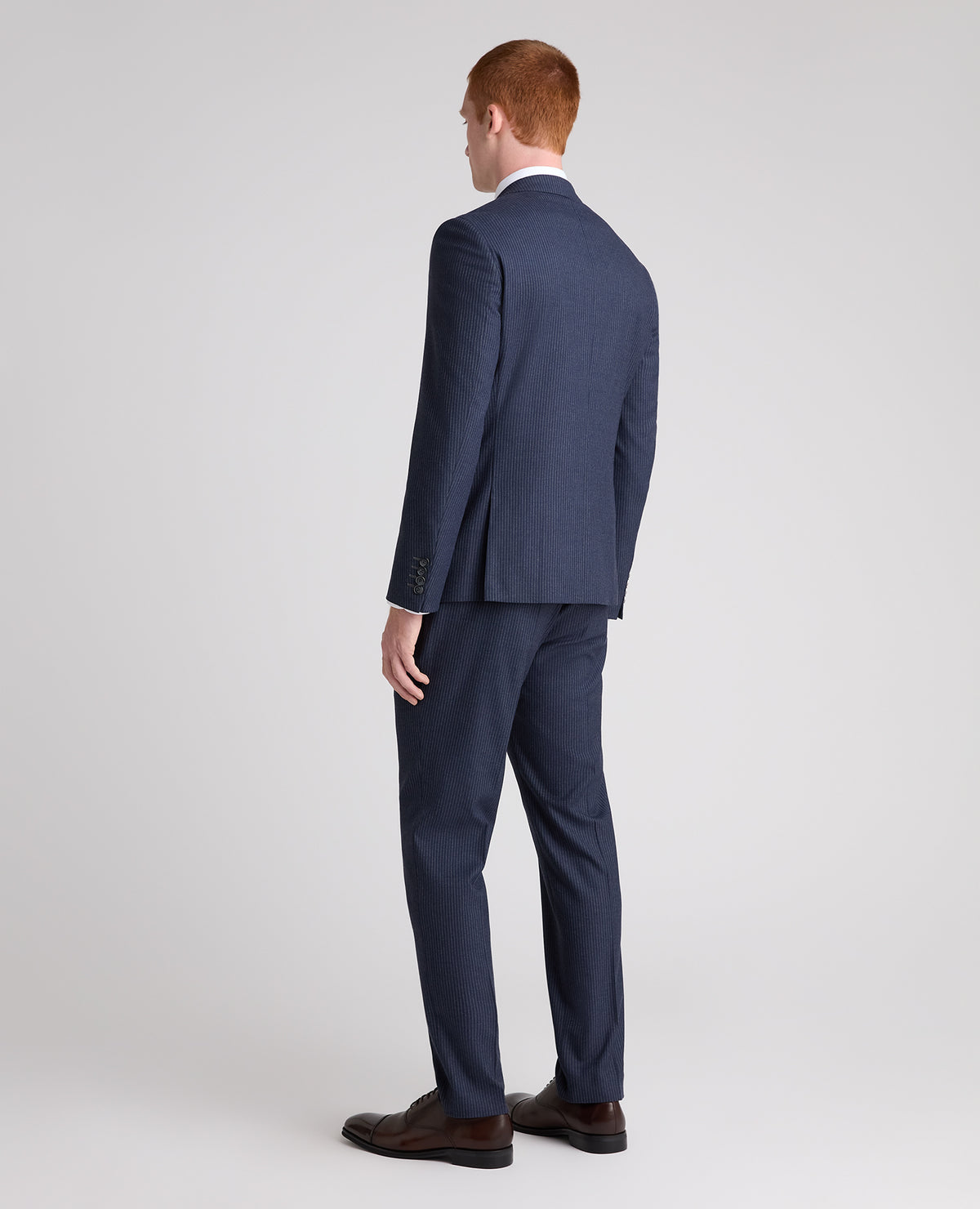 Dark Blue Slim Fit Pinstripe Stretch Suit