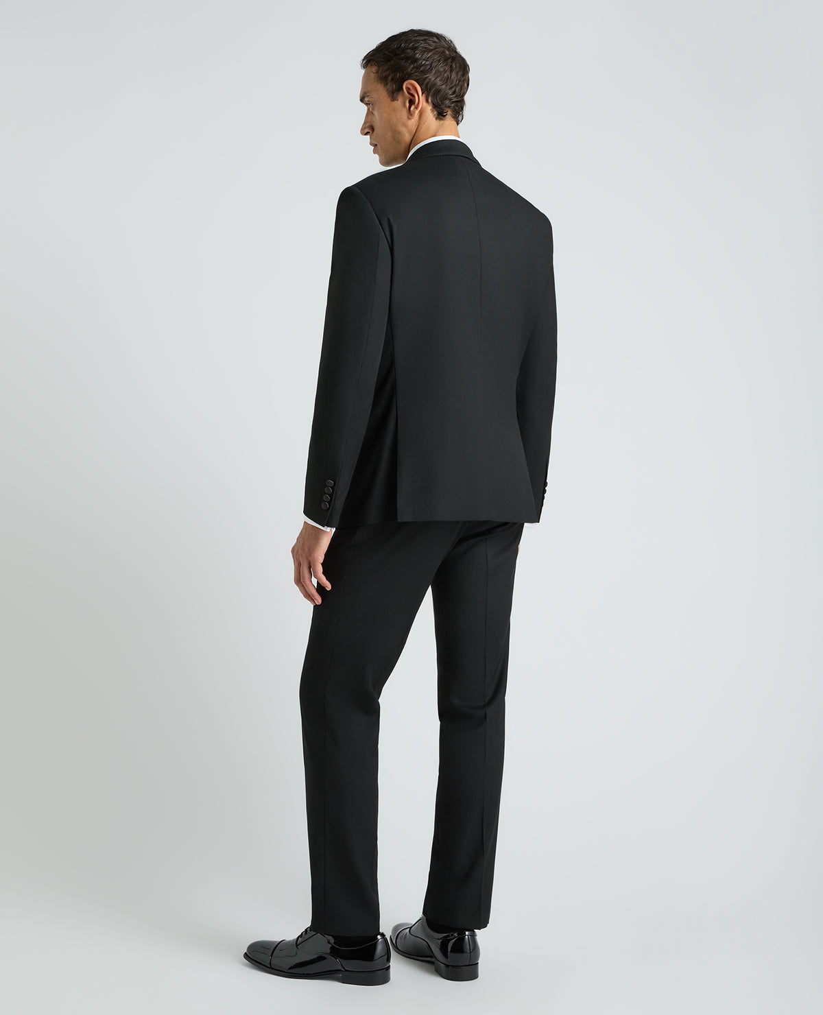 Black Tapered Fit Satin Detail Stretch Dinner Suit