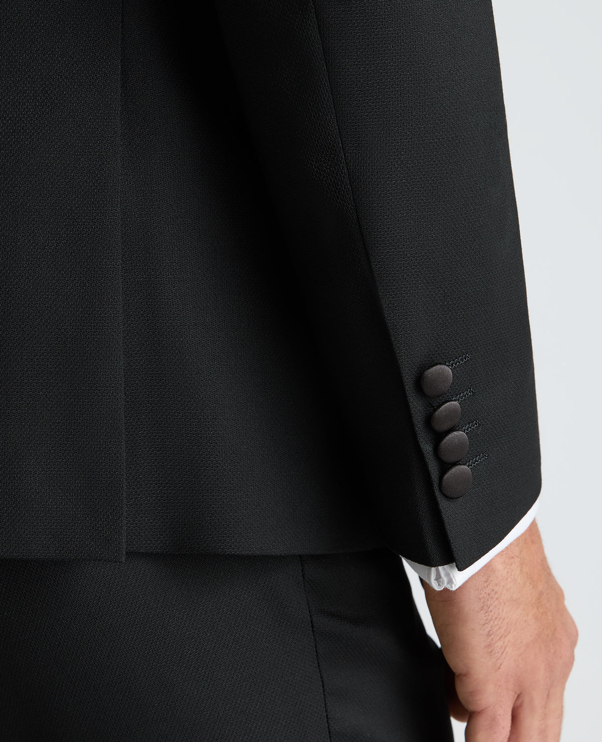 Black Tapered Fit Satin Detail Stretch Dinner Suit