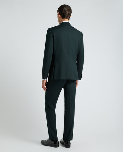 Dark Green Tapered Fit Satin Detail Stretch Dinner Suit