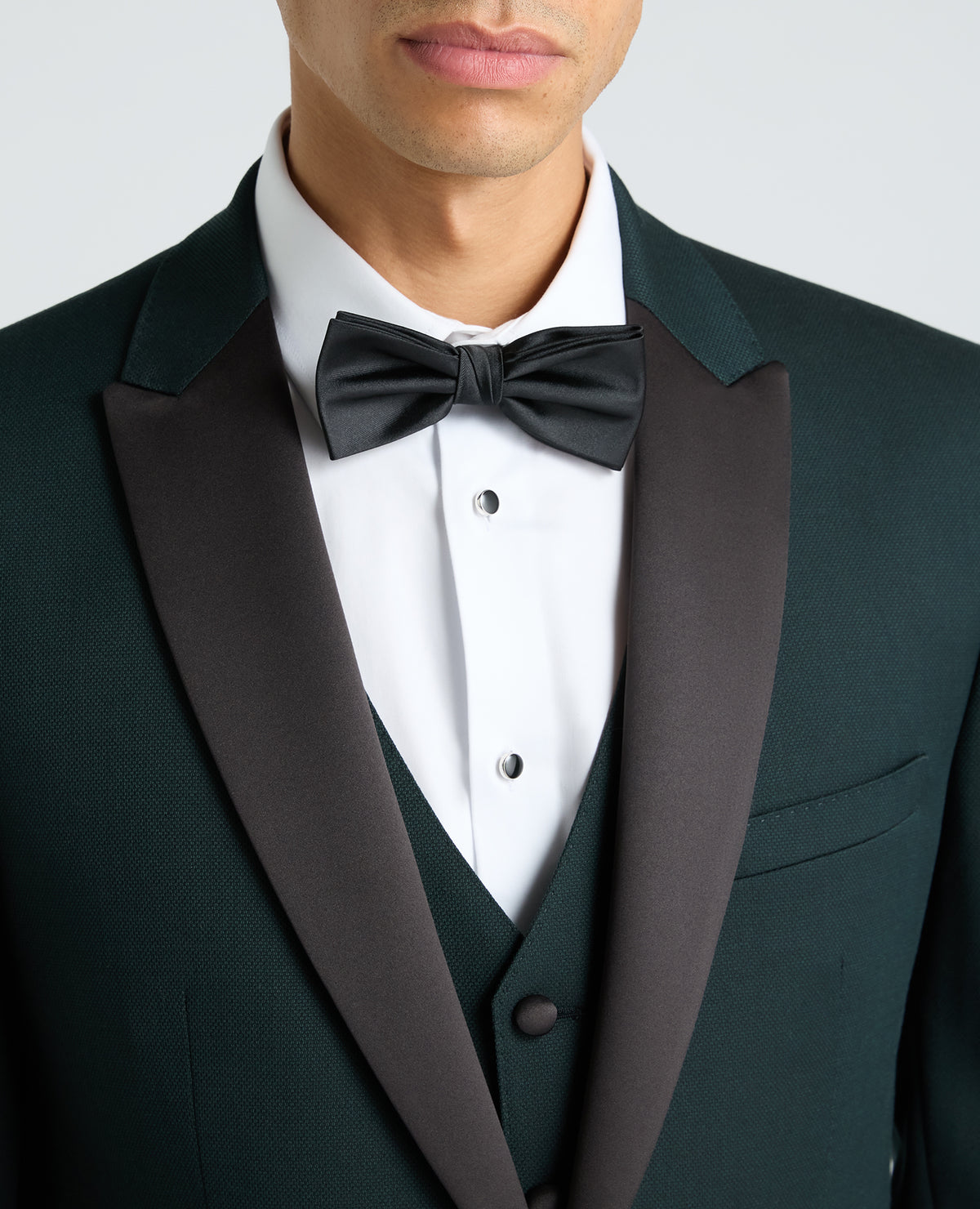 Dark Green Tapered Fit Satin Detail Stretch Dinner Suit