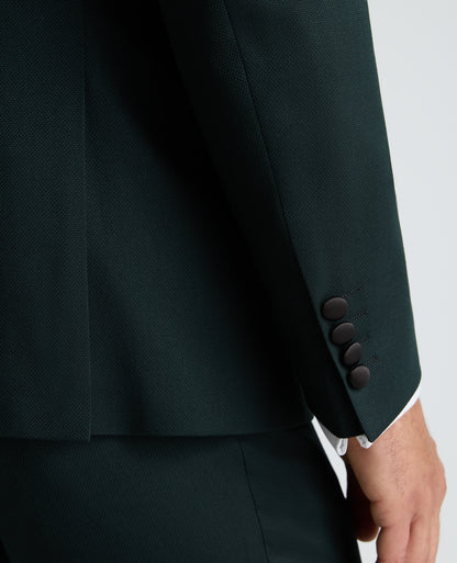 Dark Green Tapered Fit Satin Detail Stretch Dinner Suit