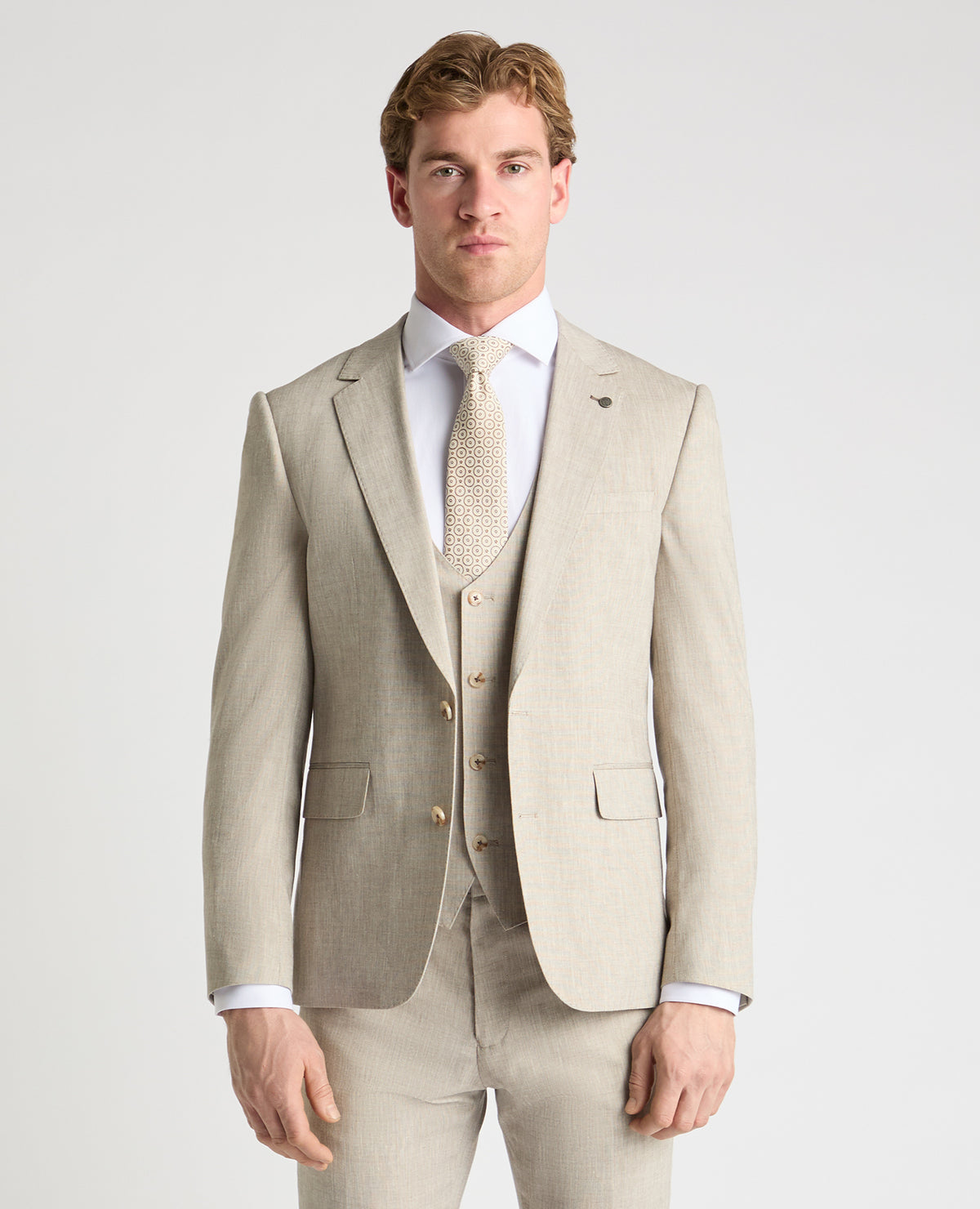 Man wearing a stone jacket