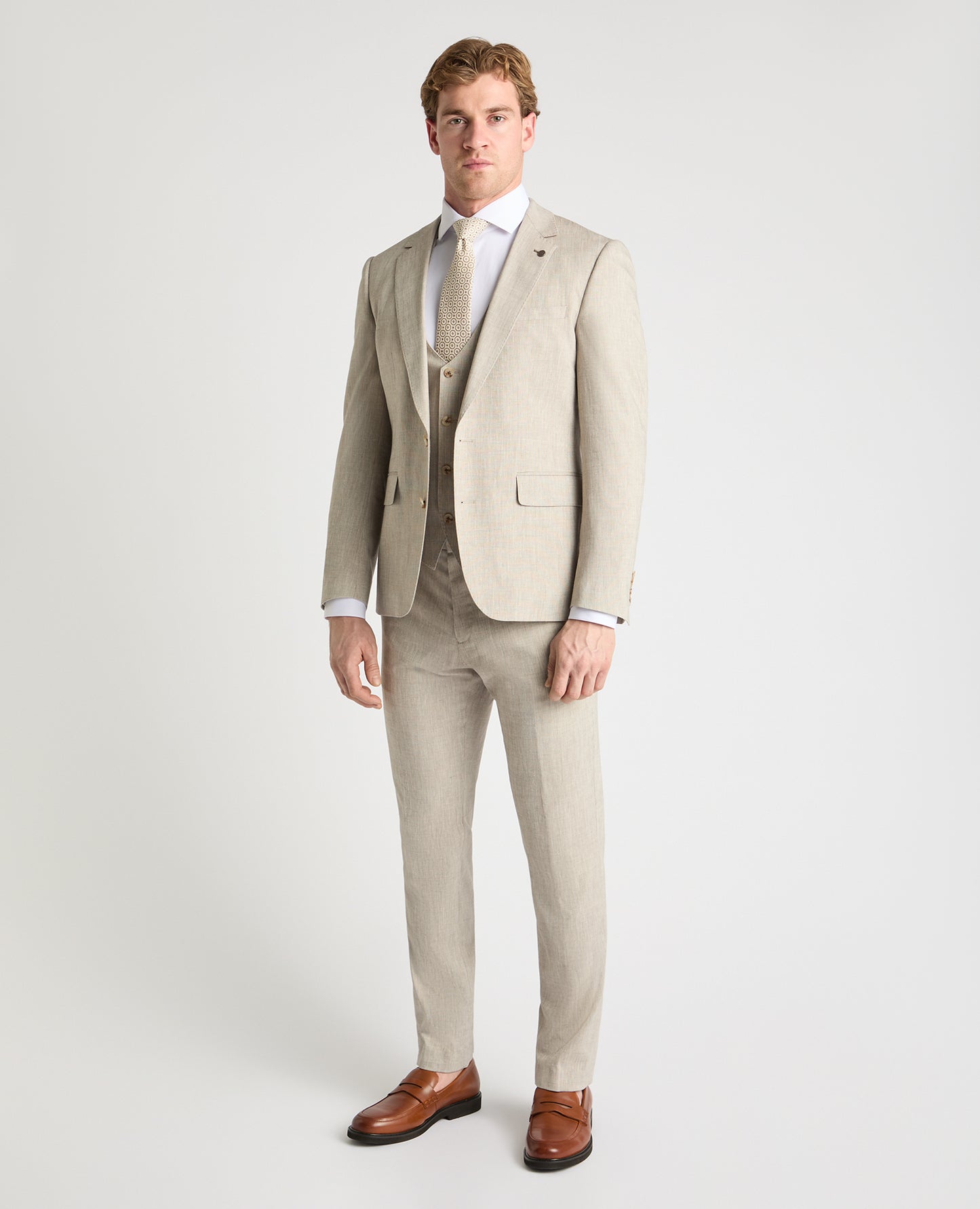 Man wearing a stone jacket