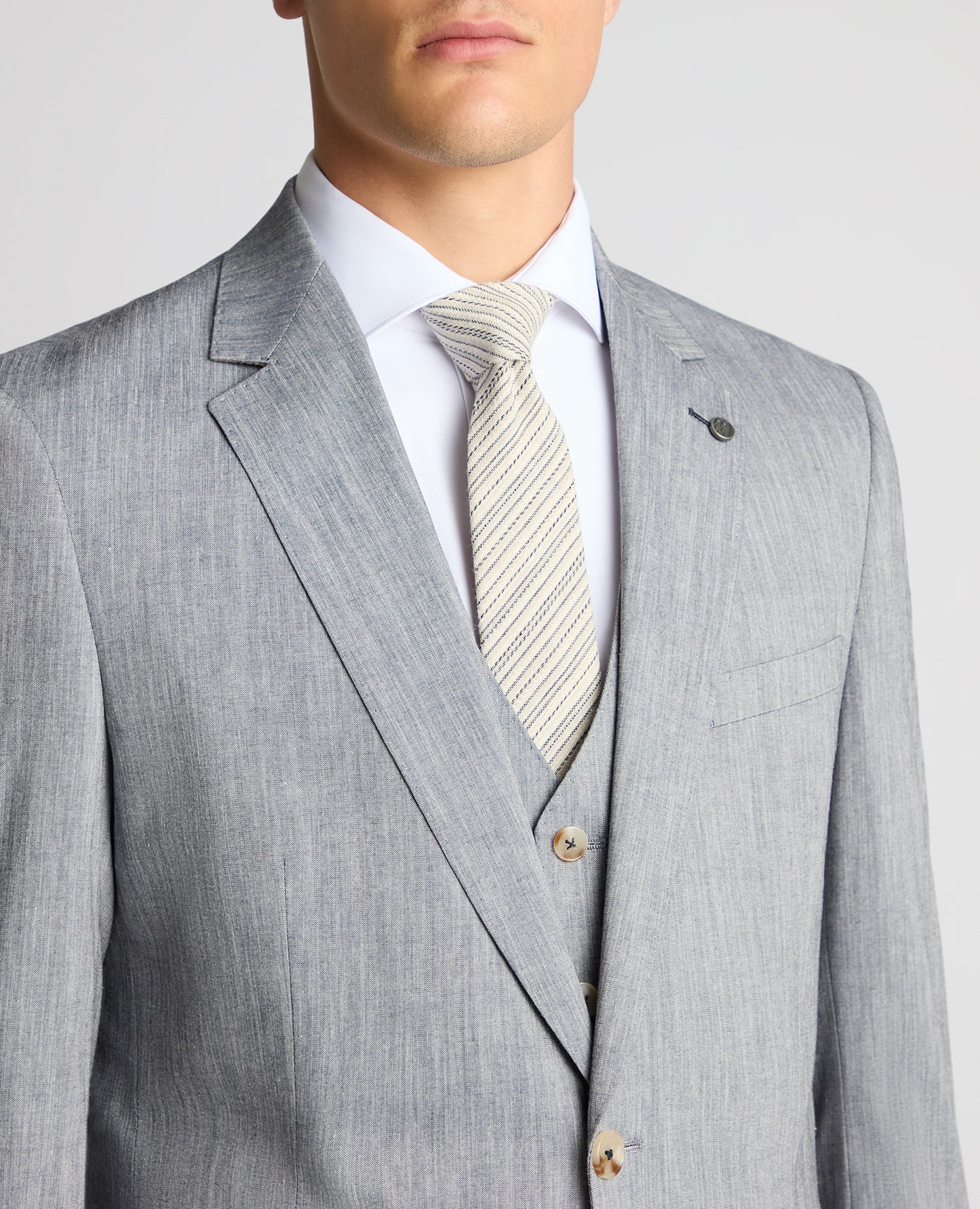 Tapered Fit Linen-Blend Stretch Suit