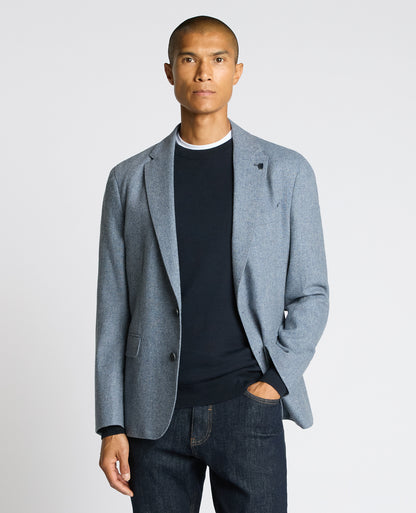 Man wearing a blue Slim Fit Wool-Blend Alto Jacket
