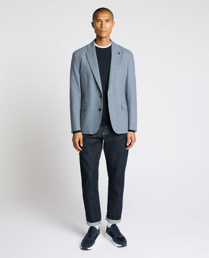 Man wearing a blue Slim Fit Wool-Blend Alto Jacket