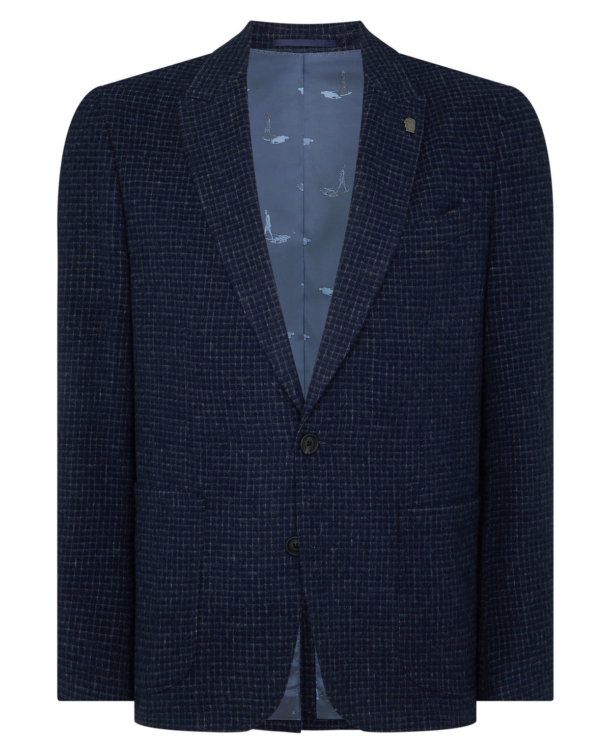 Man wearing a navy Slim Fit Wool-Blend Asti Jacket