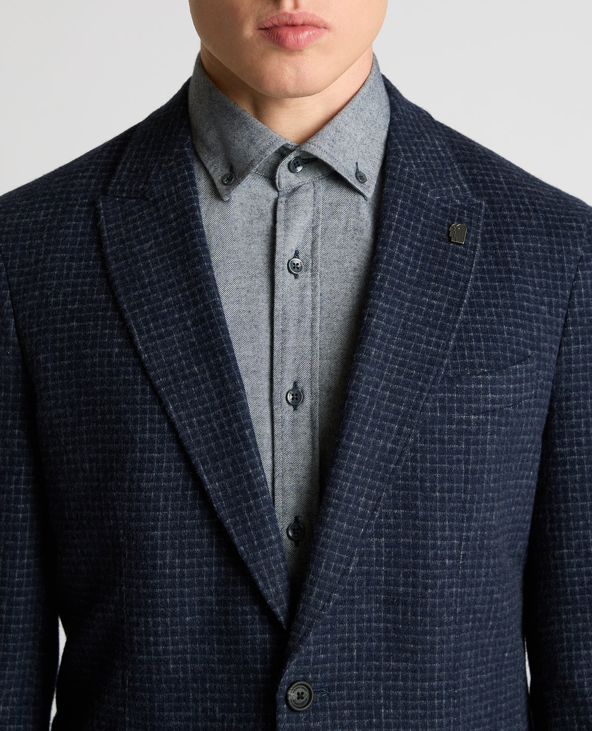Man wearing a navy Slim Fit Wool-Blend Asti Jacket