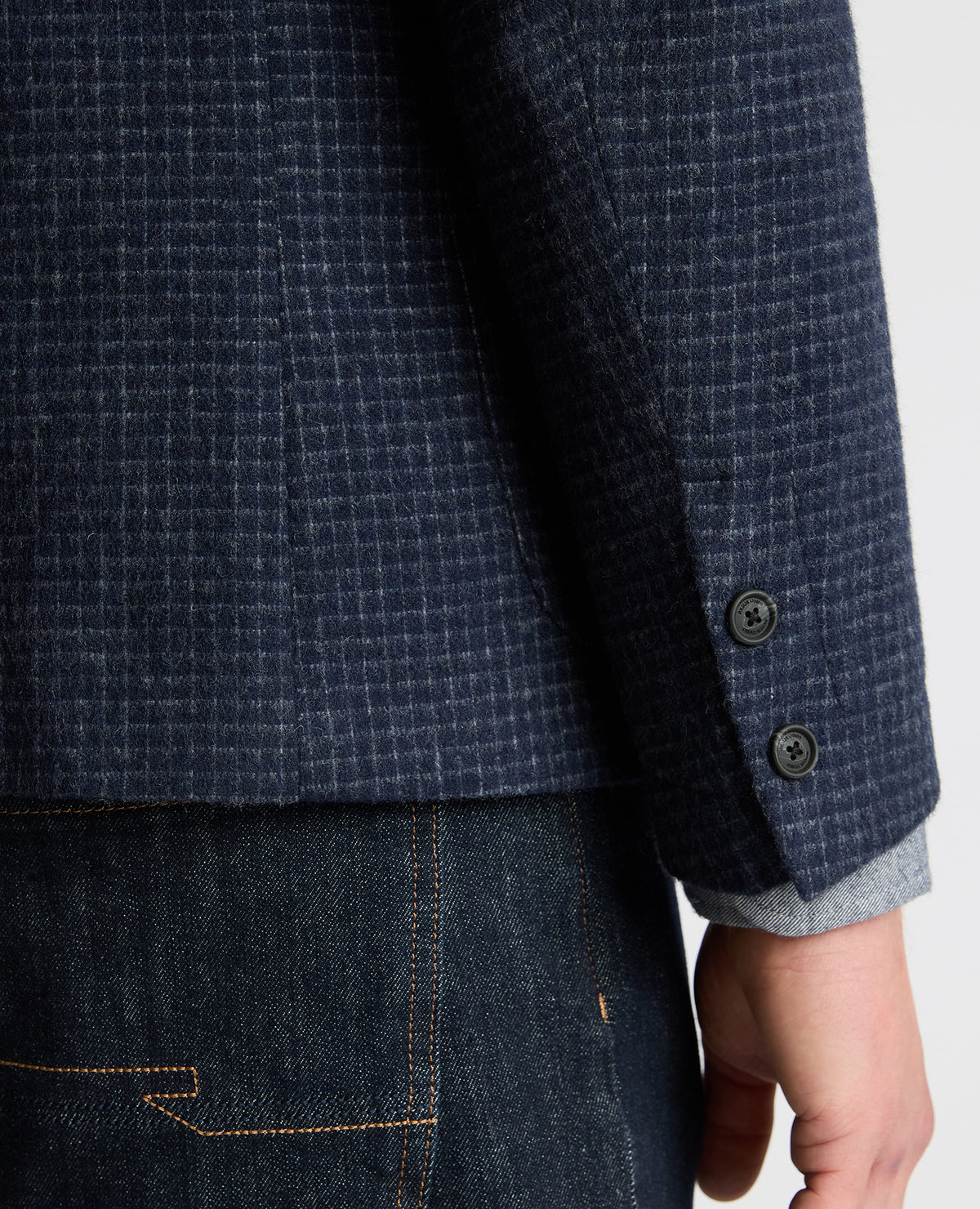 Man wearing a navy Slim Fit Wool-Blend Asti Jacket