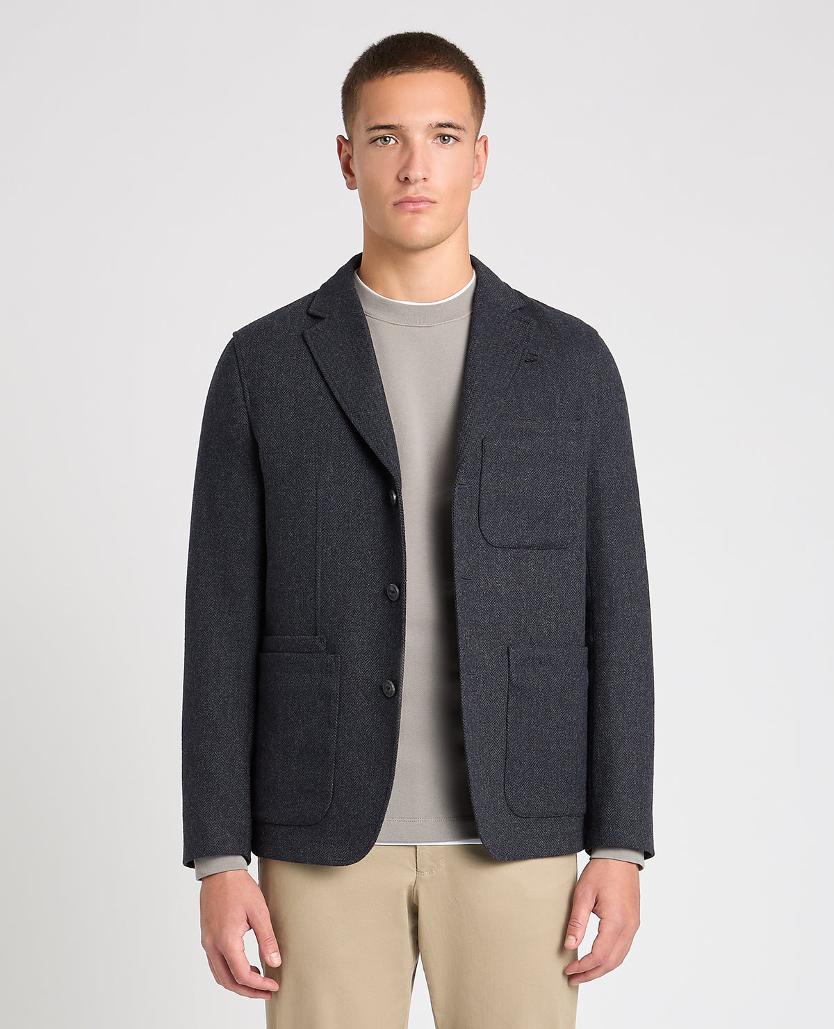 Man wearing a blue jacket