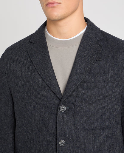 Man wearing a blue jacket
