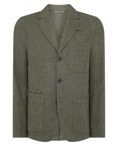 Man wearing a green Slim Fit De-Constructed Dego Jacket