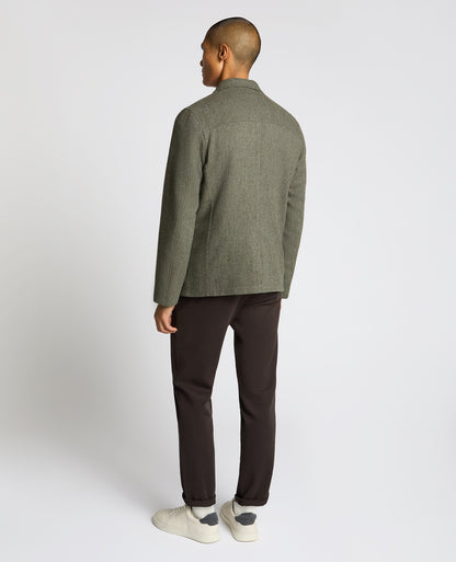 Man wearing a green Slim Fit De-Constructed Dego Jacket