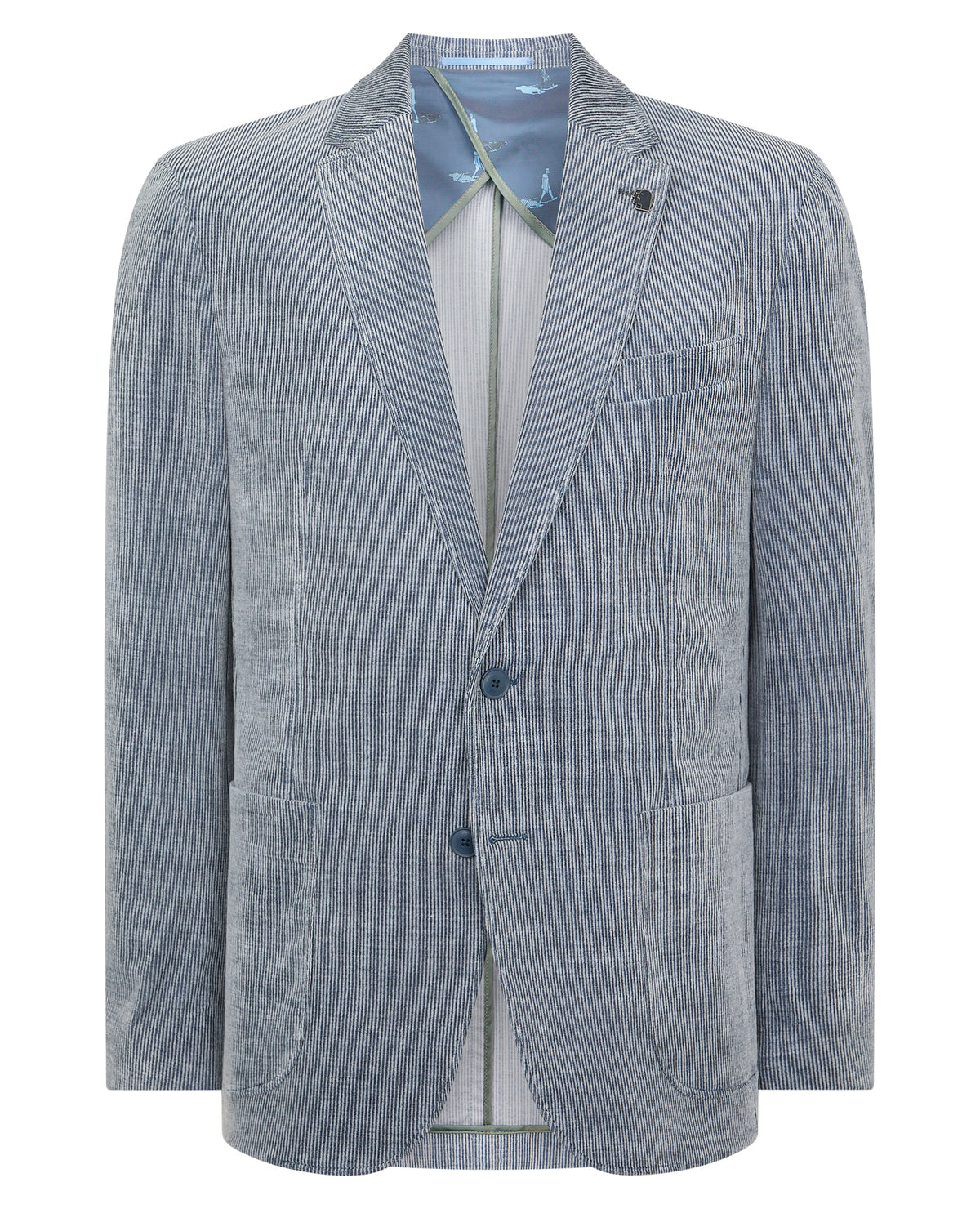 Man wearing a blue Slim Fit Cotton Stretch Alba Jacket