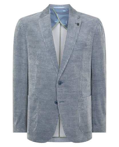 Man wearing a blue Slim Fit Cotton Stretch Alba Jacket