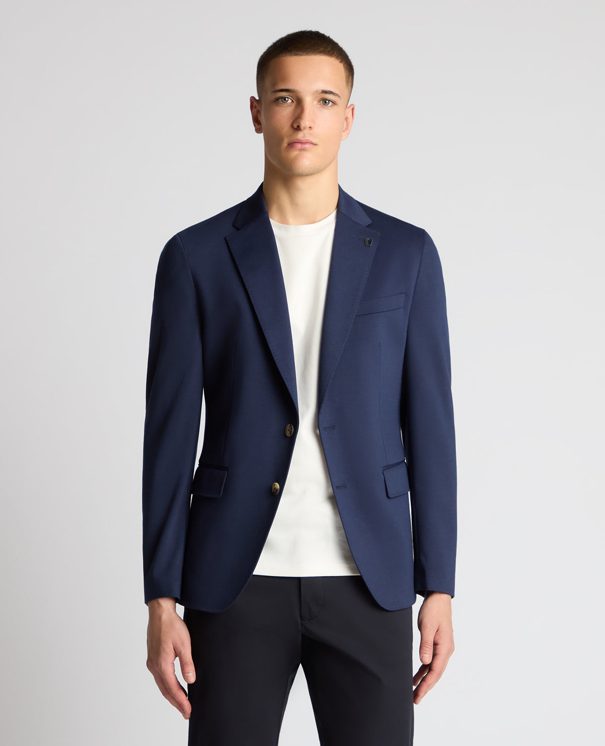 Man wearing a navy jacket