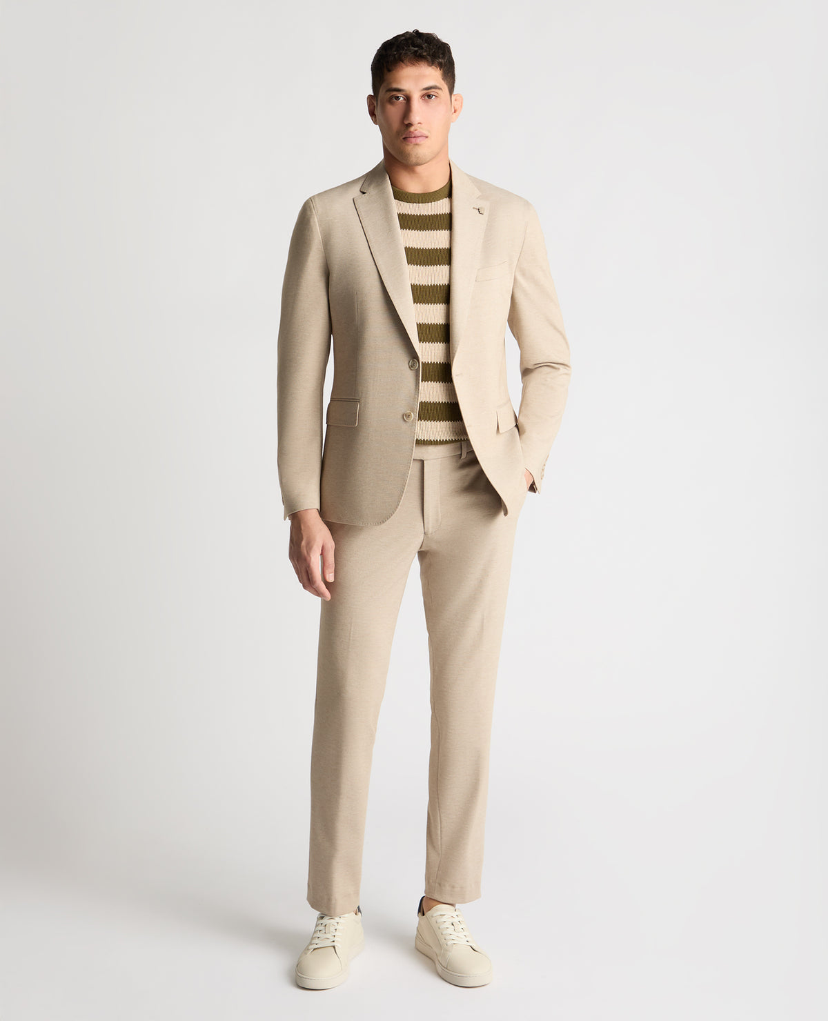 Man wearing a stone jacket