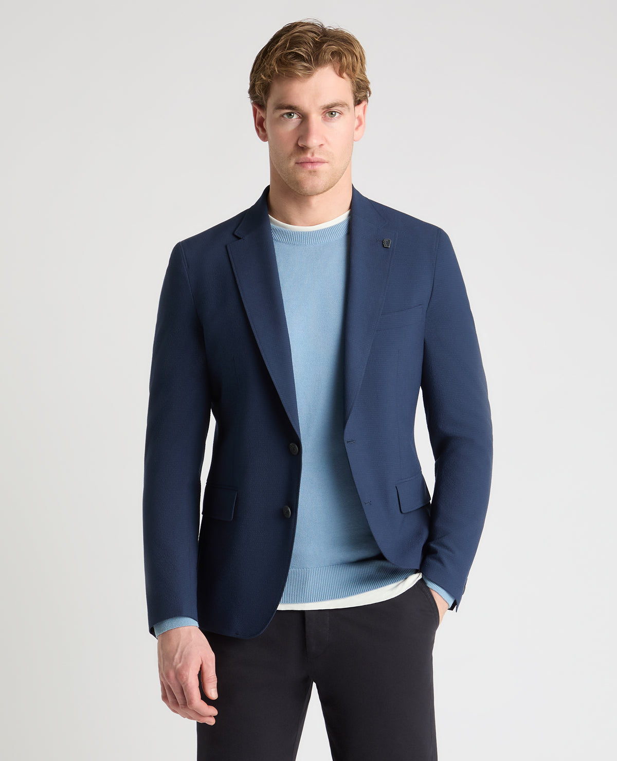 Man wearing a blue jacket