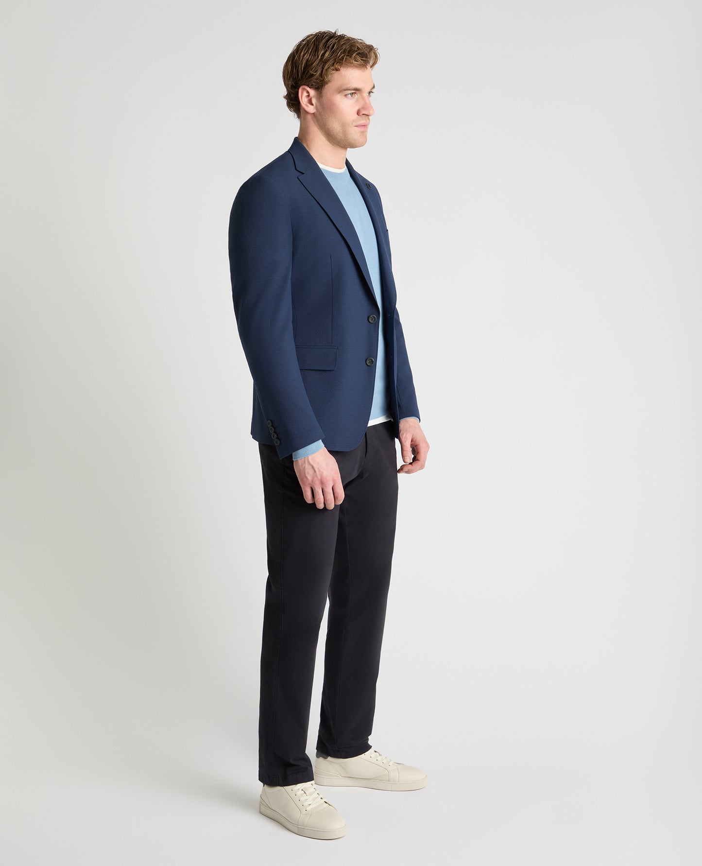 Man wearing a blue jacket