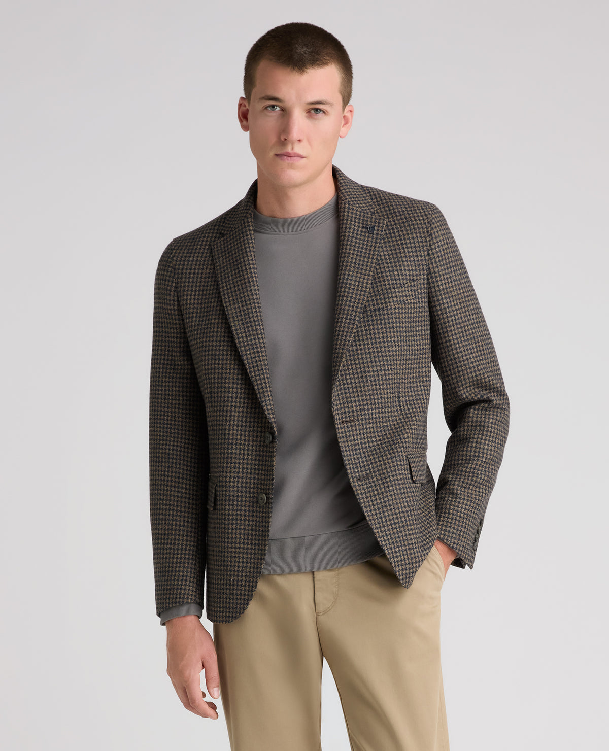 Brown Alto Houndstooth Wool Jacket