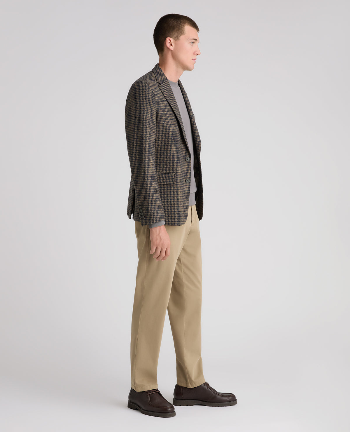 Brown Alto Houndstooth Wool Jacket