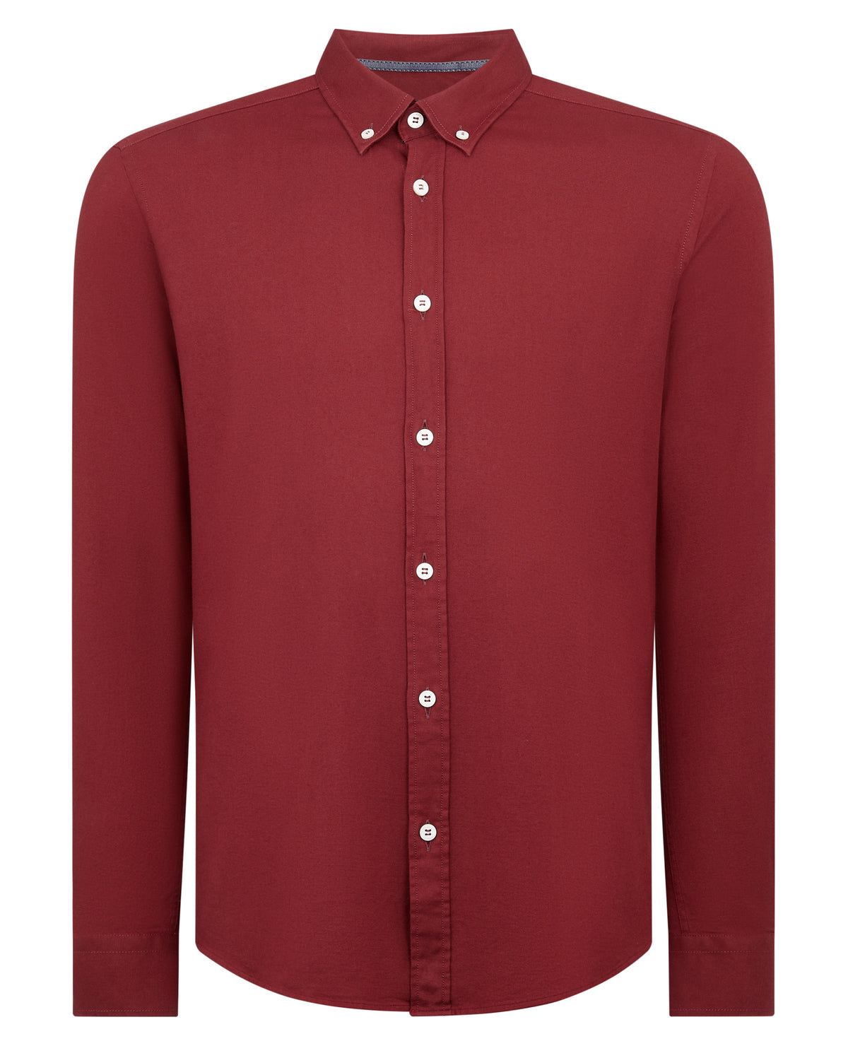 Man wearing a red Slim Fit Cotton Stretch Shirt