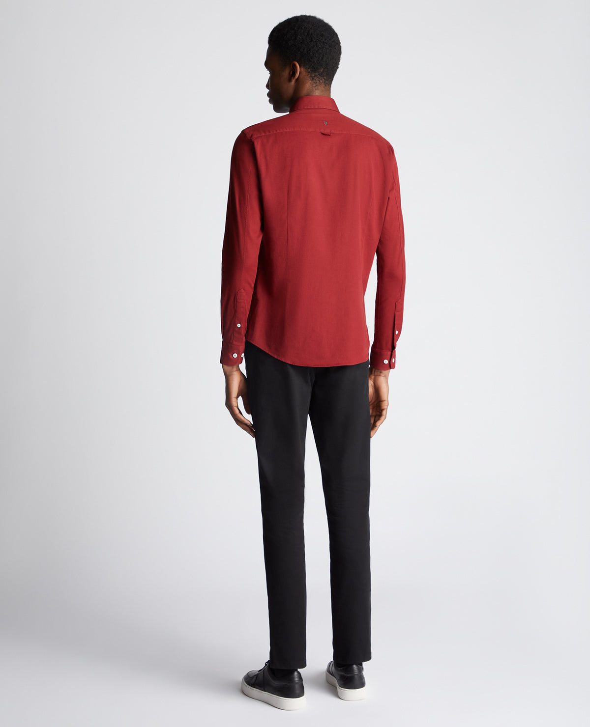Man wearing a red Slim Fit Cotton Stretch Shirt