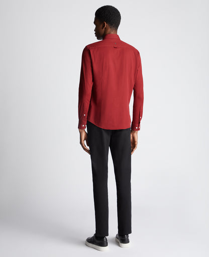 Man wearing a red Slim Fit Cotton Stretch Shirt