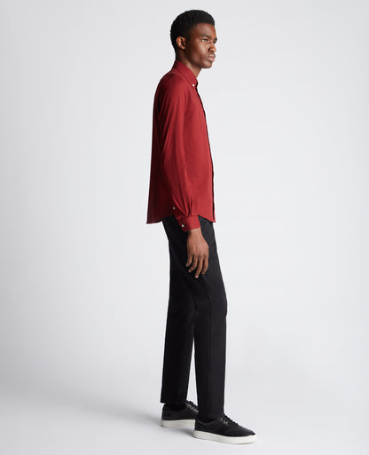 Man wearing a red Slim Fit Cotton Stretch Shirt