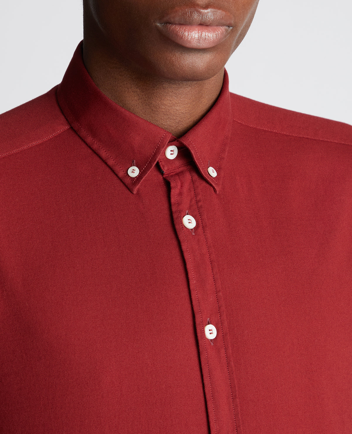 Man wearing a red Slim Fit Cotton Stretch Shirt