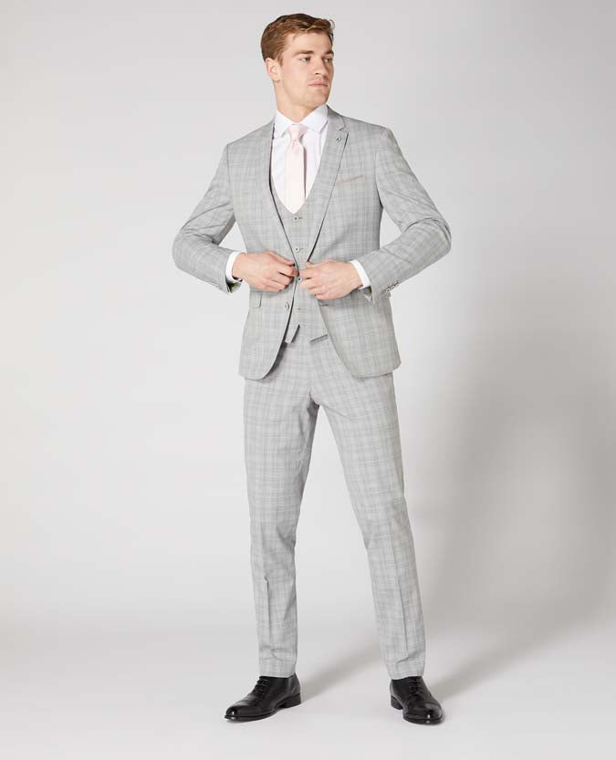 Slim Fit 2-Piece Checked Stretch Suit