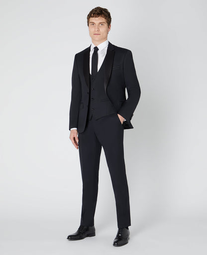 Man wearing a black Tapered Wool-Rich Mix and Match Suit Jacket