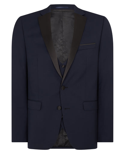 Man wearing a navy Slim Fit Wool-Rich Mix and Match Dinner Suit Jacket