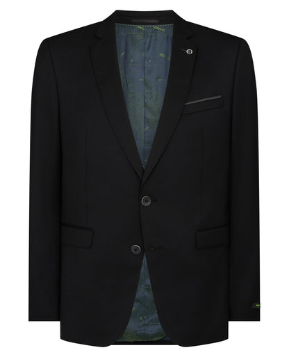 Man wearing a black Slim Fit Wool-Rich Mix and Match Suit