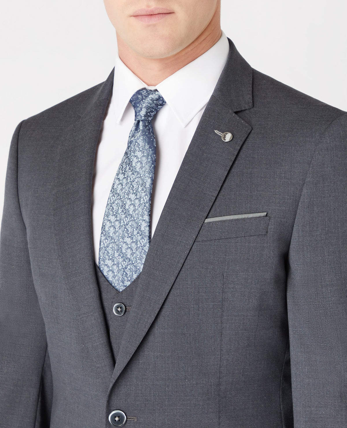 Man wearing a grey Slim Fit Wool-Rich Mix and Match Suit
