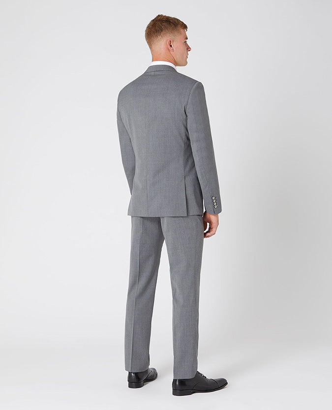 Man wearing a grey Tapered Fit Wool-Blend Stretch Mix and Match Suit