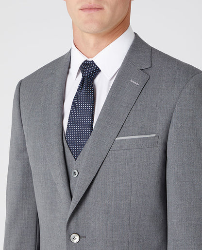 Man wearing a grey Tapered Fit Wool-Blend Stretch Mix and Match Suit