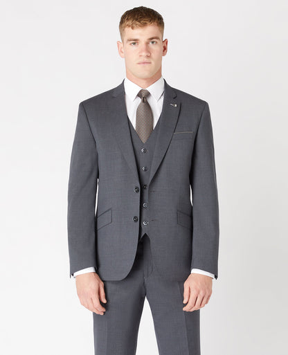 Man wearing a grey Tapered Fit Wool-Blend Mix and Match Suit