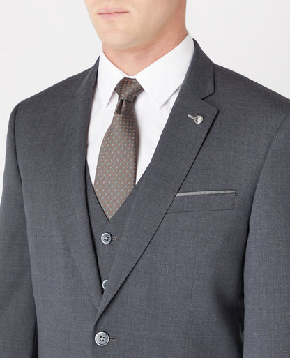 Man wearing a grey Tapered Fit Wool-Blend Mix and Match Suit