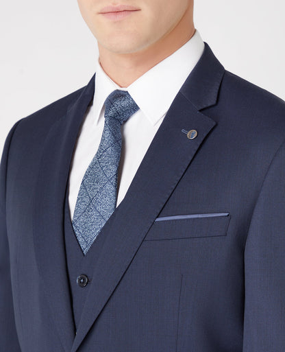 Man wearing a navy Tapered Fit Wool-Blend Mix and Match Suit