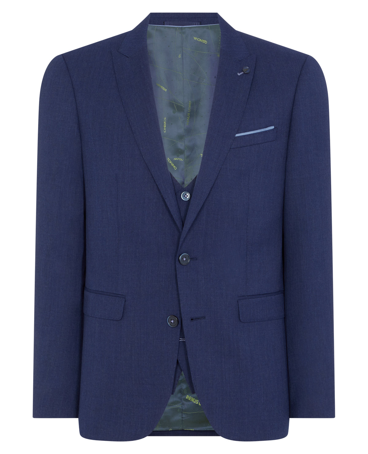 Man wearing a blue X-Slim Fit Wool Rich Mix and Match Suit