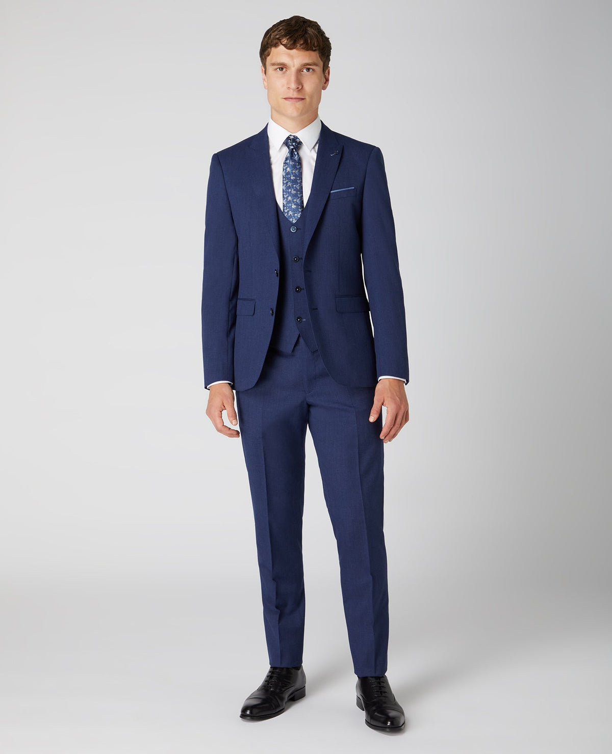 Man wearing a blue X-Slim Fit Wool Rich Mix and Match Suit
